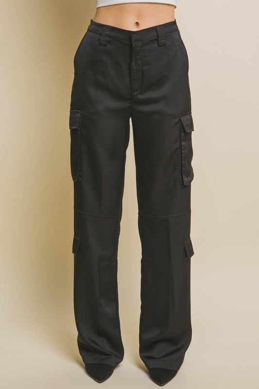 Satin Cargo Pants