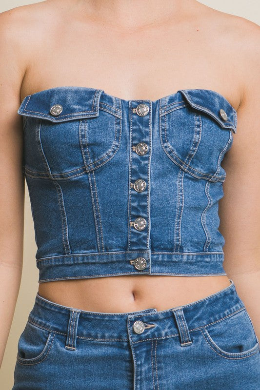 Denim Starpless Top