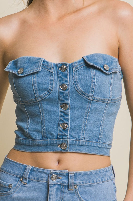 Denim Starpless Top